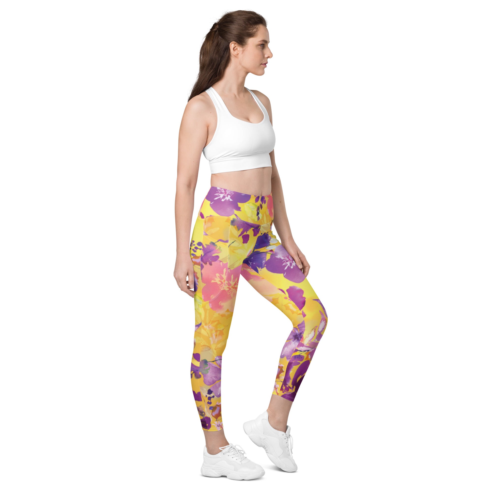 Yellow Chinoiserie Leggings with Pockets | All Sizes